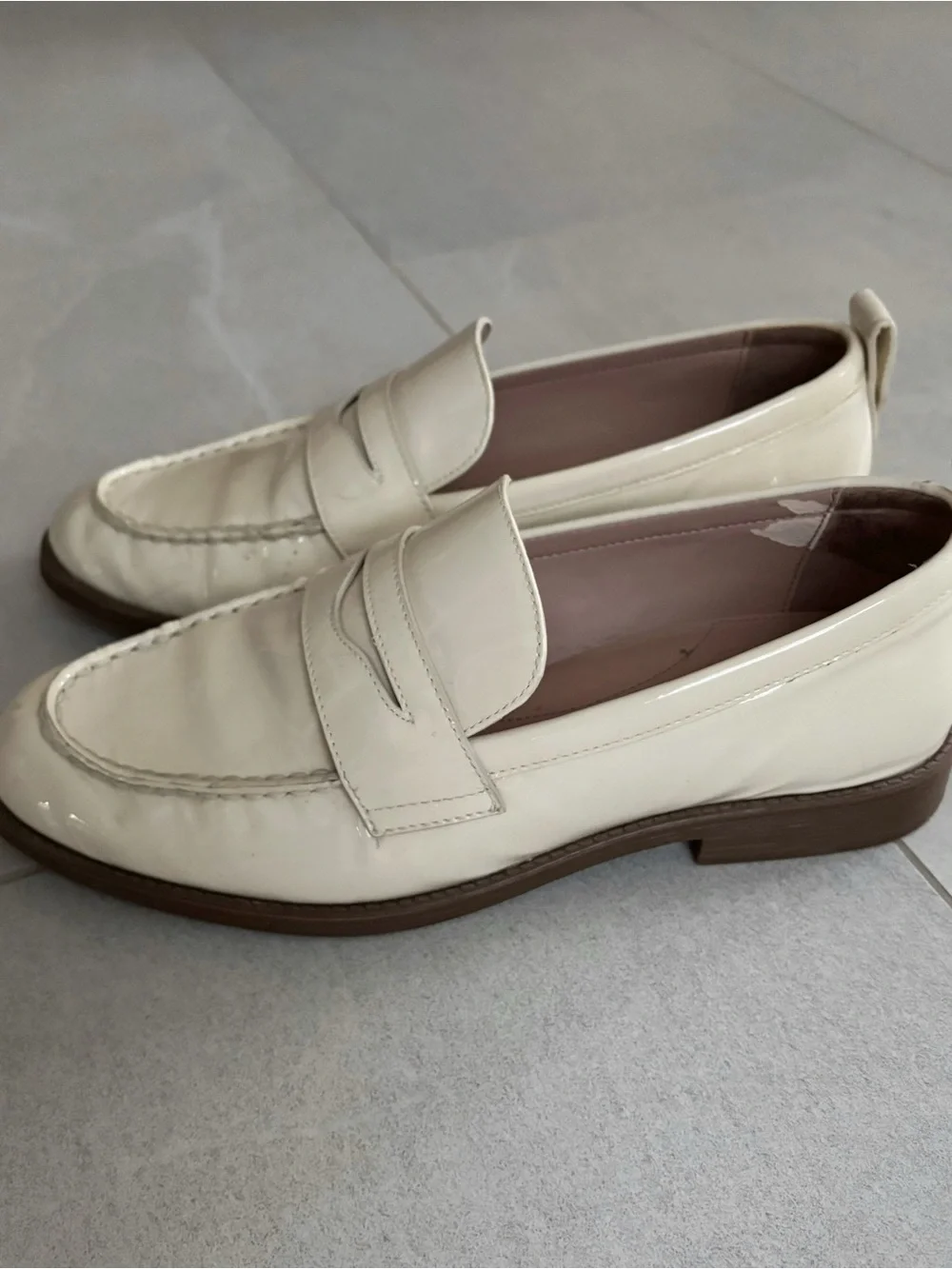 Cole Haan Stassi Penny Loafers in Cream Patent